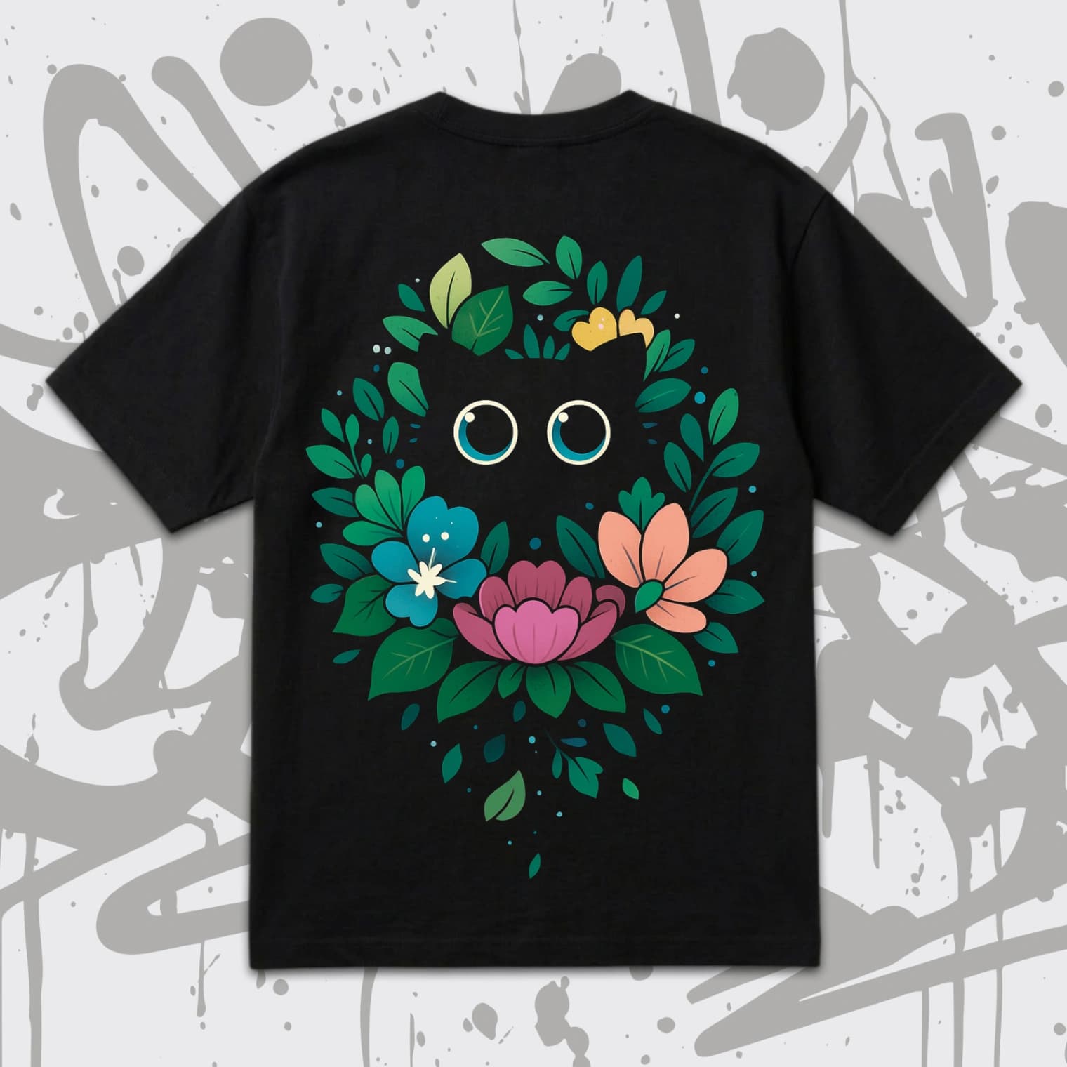 Тениска Oversize - Floral Kitty