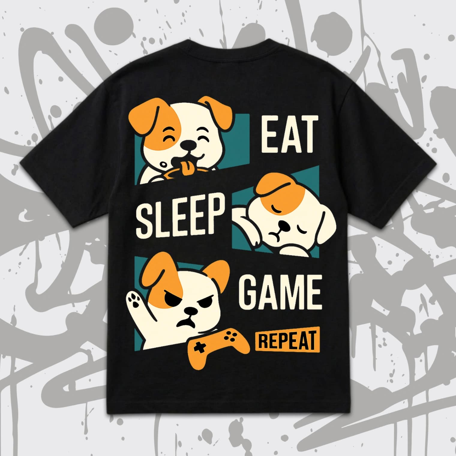 Тениска Oversize - Eat Sleep Game Repeat Dog